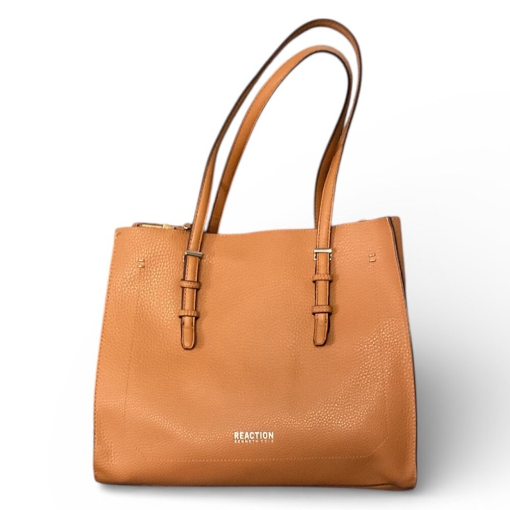 Kenneth Cole Reaction Tan Leather Tote Bag — Pre-Loved, Excellent Condition